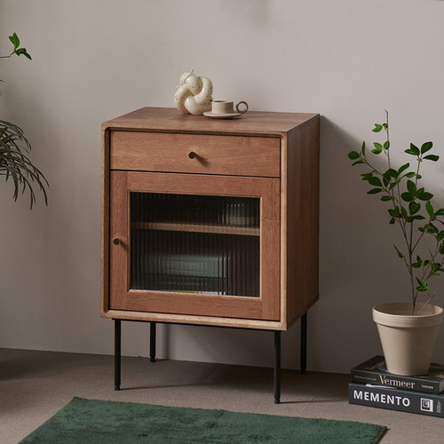 헤이즐 원목 모루유리 사이드 테이블 높은 협탁 GM379C